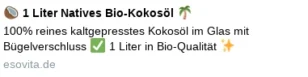 Twitter-Preview: 🥥 1 Liter Natives Bio-Kokosöl 🌴