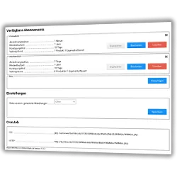 Verfügbare Abonnements, Einstellungen, CronJob