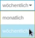 Auswahlfeld monatlich, wöchentlich, letztgenanntes ausgewählt
