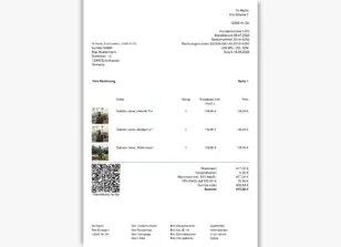 PDF-Rechnung mit Artikelliste und GiroCode samt Untertitel Überweisung via App