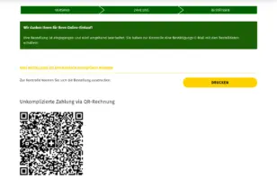 Ausschnitt der Gambio-Bestätigungsseite mit QR-Code für die Zahlung per QR-Rechnung