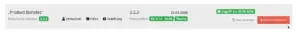 Zeile „Product Bundles“ in der Modulverwaltung mit Verwalten-Link sowie den Buttons Zurücksetzen und Modul entfernen
