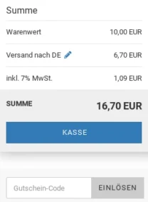 Eingabefeld Gutschein-Code und Einlösen-Button