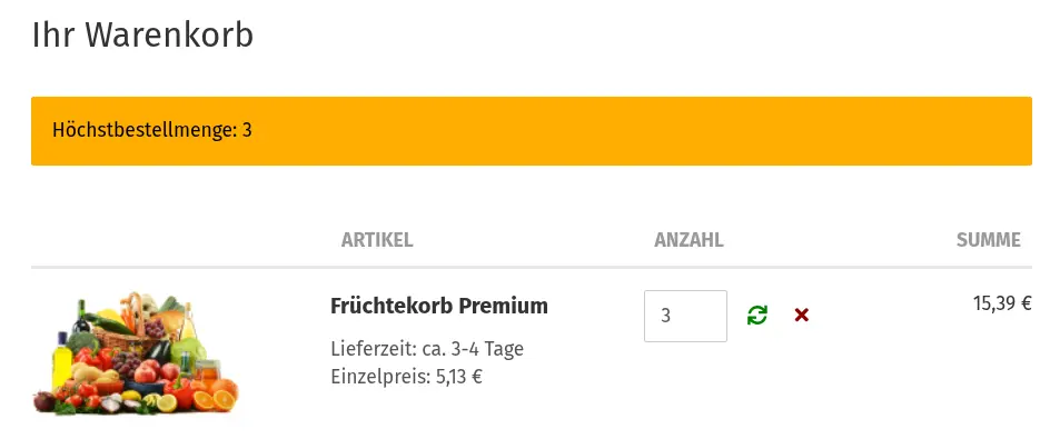 Ihr Warenkorb: Höchstbestellmenge 3