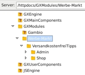 FileZilla Verzeichnisstruktur: /httpdocs/GXModules/Werbe-Markt/VersandkostenfreiTipps
