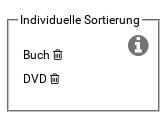 Individuelle Sortierung: Buch DVD und Löschen-Icons