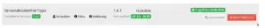 Zeile „Versandkostenfrei-Tipps“ in der Modulverwaltung mit Verwalten-Link sowie den Buttons Zurücksetzen und Modul entfernen