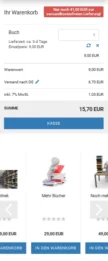 Mobilansicht Gambio-Warenkorb mit Cross-Selling-Artikeln unterhalb des Kasse-Buttons