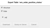Export Table `wm_order_position_status` Structure Data .sql ausgewählt und Download-Button