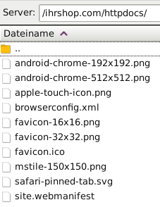 Server: /ihrshop.com/httpdocs/ darunter Auflistung der Icons und weiteren Dateien