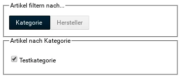 Artikel filtern nach... Kategorie: Artikel nach Kategorie: Testkategorie ausgewählt