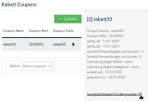 Rabatt Coupons: rabatt20, Mauszeiger auf Link Ausgeschlossene Kundengruppen
