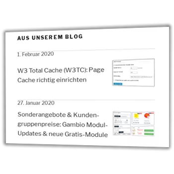 Aus unserem Blog mit 2 Beitragstiteln und Vorschaubildern darunter