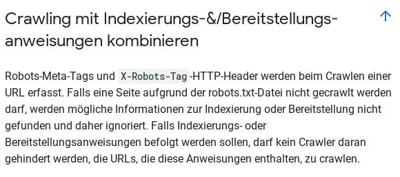 Crawling mit Indexierungs-&­/Bereit­stellungs­anweisungen kombinieren