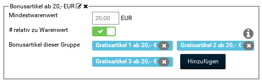 Bonusartikel dieser Gruppe: Gratisartikel 1 ab 20,- € Gratisartikel 2 ab 20,- € Gratisartikel 3 ab 20,- €