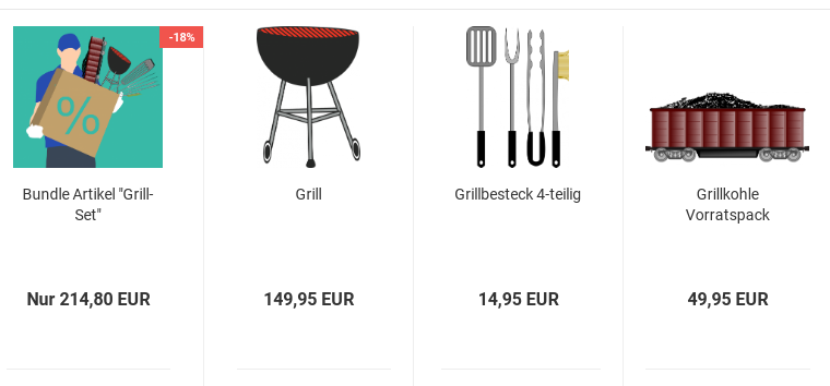 Bundle Artikel "Grill-Set" mit Sonderpreis-Ribbon -18%