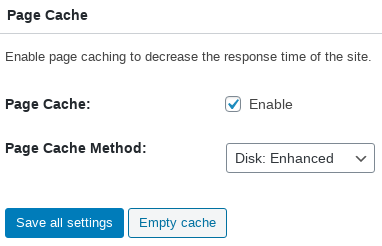Page Cache enabled