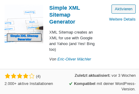 Simple XML Sitemap Generator aktivieren