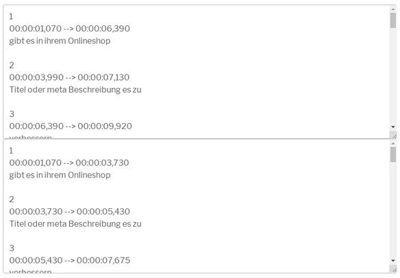 2 Eingabefelder mit Srt-Text