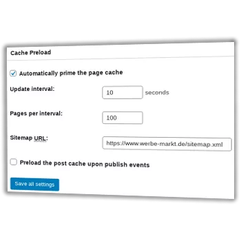 Screenshot Cache Proload Einstellungen