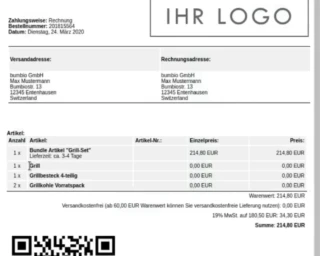 1 x Bundle Artikel "Grill-Set" 214,80 EUR, 1 x Grill 0,00 EUR, 1 x Grillbesteck 4-teilig 0,00 EUR, 2 x Grillkohle Vorratspack 0,00 EUR
