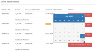 Meine Abonnements: Datepicker