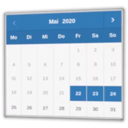 Kalenderblatt Mai 2020, 22., 23. und 24. markiert