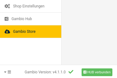 Gambio Store im Admin-Menü Gambio Version v4.1