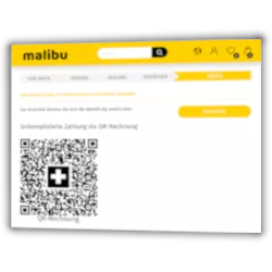 QR-Code mit Schweizer Flagge in der Mitte in Gambios Malibu-Theme