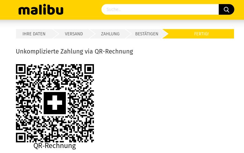 Unkomplizierte Zahlung via QR-Rechnung, darunter ein QR-Code