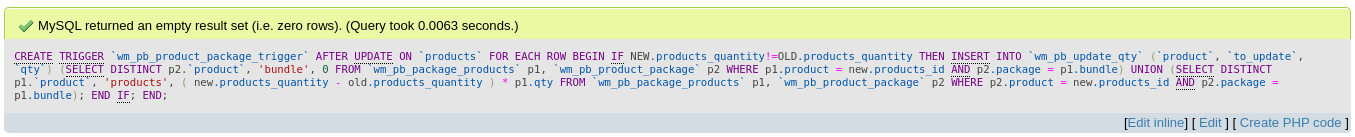  MySQL returned an empty result set (i.e. zero rows). (Query took 0.0063 seconds.)