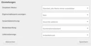 Einstellungen Bestandsprüfung: Kombinationsbestand