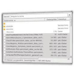 Verzeichnis /httpdocs/cache in FileZilla