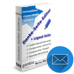 Briefumschlag-Icon vor der Danke-Seite-Editor Softwarebox