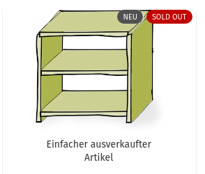 Leeres Regal mit Untertitel "Einfacher ausverkaufter Artikel" und SOLD-OUT-Ribbon