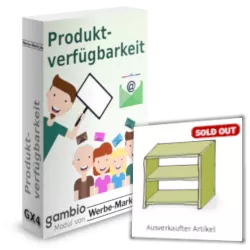 Artikel mit Sold-out-Ribbon vor der Produktverfügbarkeit-Softwarebox