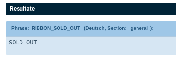 Phrase: RIBBON_SOLD_OUT (Deutsch, Section: general): SOLD OUT