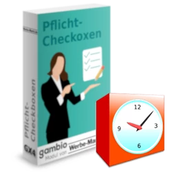 Pflicht-Checkboxen mit Wecker im Vordergrund