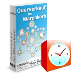 Wecker vor der Softwarebox Querverkauf im Warenkorb
