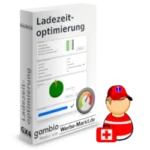 Medizinischer Helfer vor der Ladezeitoptimierung Software-Box
