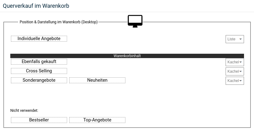 Querverkauf im Warenkorb Position & Darstellung im Warenkorb (Desktop)