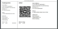 Empfangsschein und Zahlteil einer QR-Rechnung mit Beispieldaten