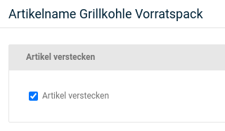 Artikelname Grillkohle Vorratspack: Artikel verstecken