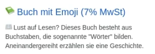 📗 Buch mit Emoji (7% MwSt)