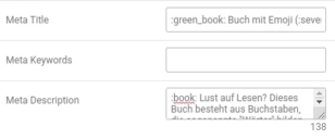 Meta Title, Meta Keywords und Meta Description mit Eingabefeldern