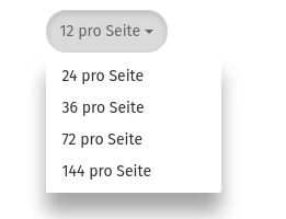 Auswahlfeld 12 pro Seite, 24 pro Seite etc.