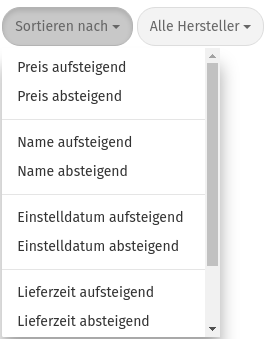 Sortieroptionen