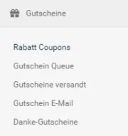 Gutscheine > Rabatt Kupons im Gambio-Backend