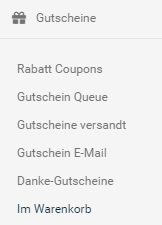 Gambio-Modul Gutscheinanzeige im Warenkorb Menuepunkt
