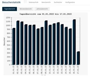 Balkendiagramm Tagesübersicht Besucherzahl